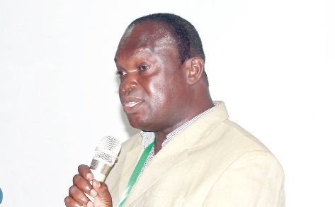 Dr Solomon Gyan Ansah, Director of Agriculture, Directorate of Crop Services, Ministry of Food and Agriculture, addressing participants in the stakeholders workshop on the Sentinel Ghana Project. Picture: Maxwell Ocloo